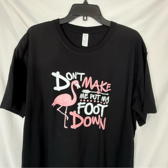 Black Graphic T-Shirt With Pink Flamingos, NWOT, Short Sleeves. Size XL - Picture 4 of 8